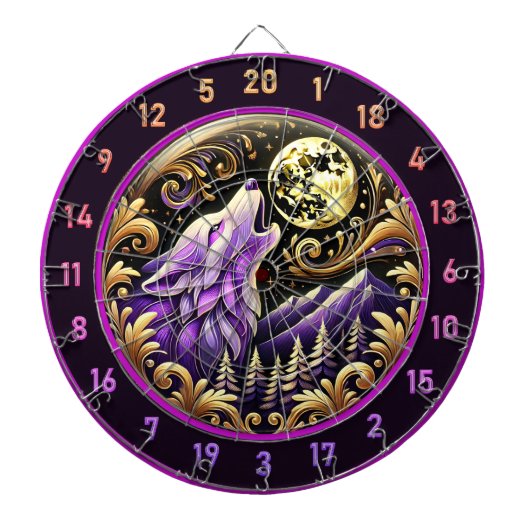 Wilderness Wolf Howling unter Vollmond Dartscheibe (vorne)