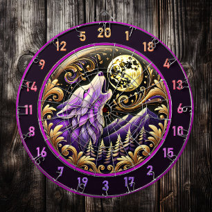 Wilderness Wolf Howling unter Vollmond Dartscheibe