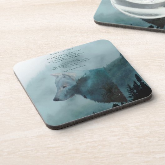 Wilderness Wolf & Öko Gedicht Getränkeuntersetzer (Linke Seite)