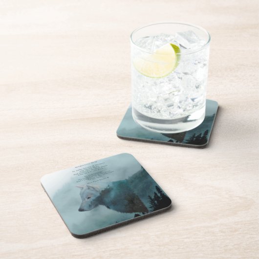 Wilderness Wolf & Öko Gedicht Getränkeuntersetzer (Rechte Seite)