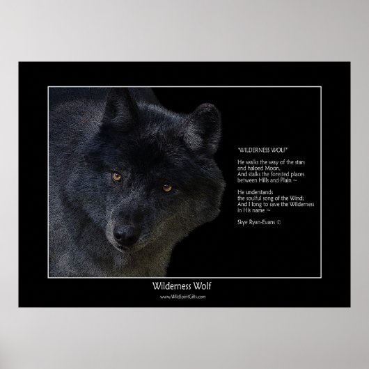 WILDERNESS WOLF Wildlife Supporter Poster w Gedich (Vorne)