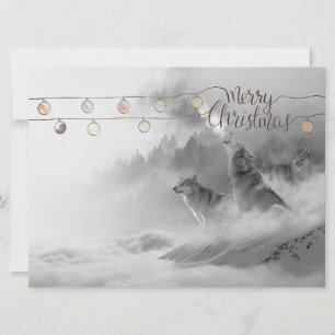 Wilderness Wölfe im Schnee Weihnachtsfest Feiertagskarte
