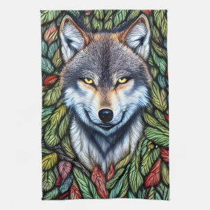 Wilderness Woodland Predator Wolf Geschirrtuch