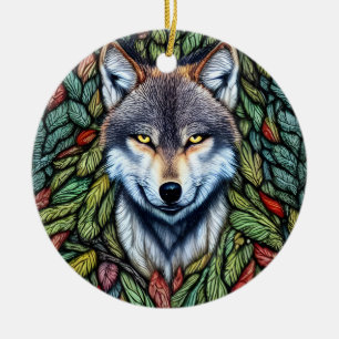 Wilderness Woodland Predator Wolf Keramik Ornament
