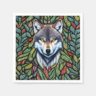 Wilderness Woodland Predator Wolf Serviette
