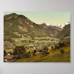Wilderswil Dorf, Schynige Platte, mit dem Berg E-I Poster
