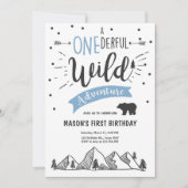 Wildes Abenteuer Erster Geburtstag Einladung Blau (Vorderseite)