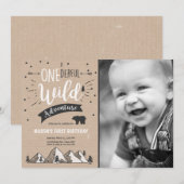 Wildes Abenteuer Erster Geburtstag Einladung Brown (Vorne/Hinten)