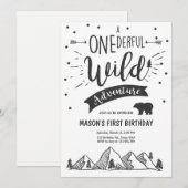 Wildes Abenteuer Erster Geburtstag Einladung Junge (Vorne/Hinten)