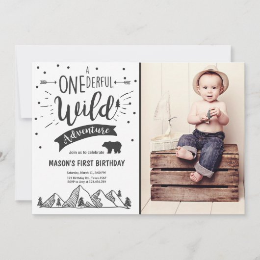 Wildes Abenteuer Erster Geburtstag Einladung Wild (Vorderseite)