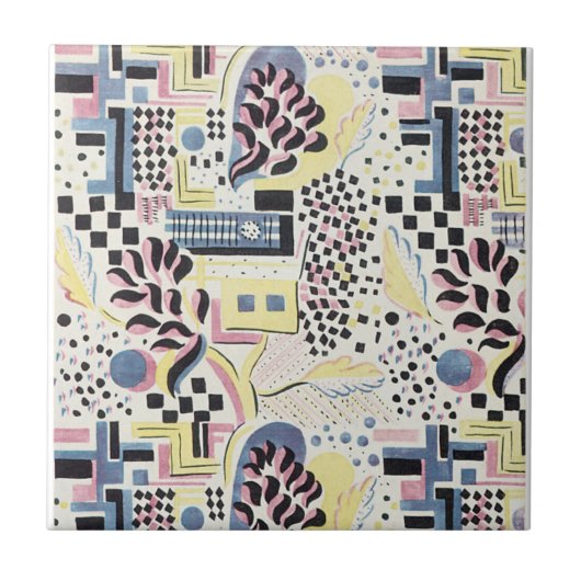 Wildes abstraktes im Rosa und im Blau Fliese (Vorderseite)