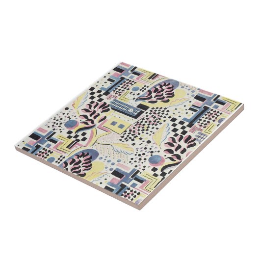 Wildes abstraktes im Rosa und im Blau Fliese (Seite)