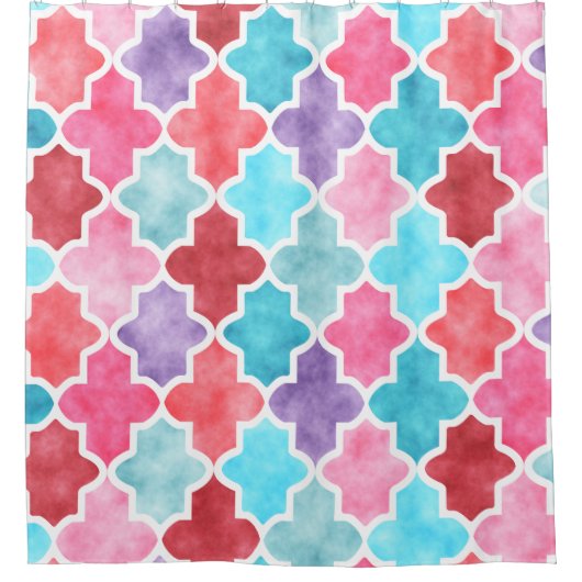 Wildes Aquarell-buntes marokkanisches Muster Duschvorhang (Vorderseite)