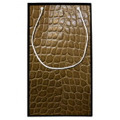 wildes beige braunes Alligatorkrokodilleder Kleine Geschenktüte (Rückseite)