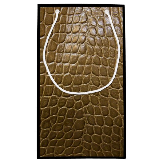 wildes beige braunes Alligatorkrokodilleder Kleine Geschenktüte (Rückseite)