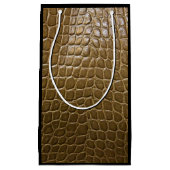 wildes beige braunes Alligatorkrokodilleder Kleine Geschenktüte (Vorderseite)