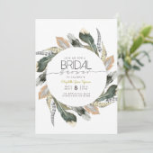 Wildes Brautparty | Feather Watercolor Circle Einladung (Stehend Vorderseite)