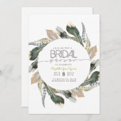 Wildes Brautparty | Feather Watercolor Circle Einladung (Vorne/Hinten)