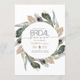 Wildes Brautparty | Feather Watercolor Circle Einladung