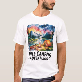 Wildes Camping Adventures Wasserfarben Design T-Shirt