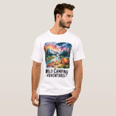 Wildes Camping Adventures Wasserfarben Design T-Shirt (Vorne ganz)