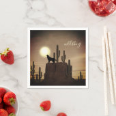 wildes Ding ~ Vollmond Wolf Howling Wüstenkaktus Serviette (Beispiel)