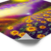 Wildes Fantasy-Sonnenblumenfeld Poster (Ecke)