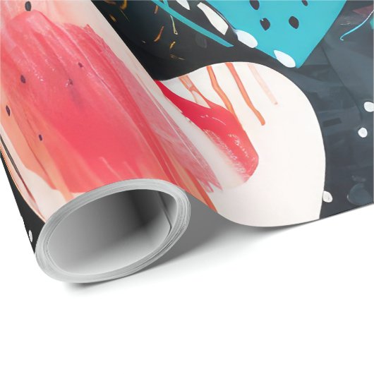 Wildes, farbiges Herz Geschenkpapier (Rolleneckpunkt)