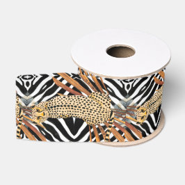 Wildes Gepäckpapier mit Gepard Ripsband
