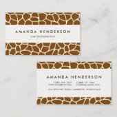 Wildes Giraffen-Muster-Tierdruck Visitenkarte (Vorne/Hinten)