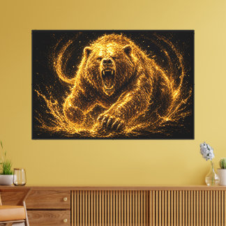 Wildes Goldenes Bärengebrüll Kunst Leinwanddruck
