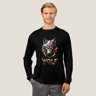 Wildes Goldenes & Rotes Wolfskopf T-Shirt Design Tri-Blend Shirt