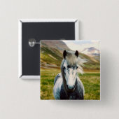 Wildes graues Pferd in den Bergen Button (Vorne & Hinten)