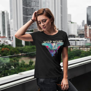 Wildes Herz fliegendes Pferd Retro T-Shirt