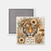 Wildes Herz Freier Geist Boho Floral Tiger Kunst Magnet (Vorderseite/Rückseite)