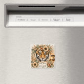 Wildes Herz Freier Geist Boho Floral Tiger Kunst Magnet (In Situ (Geschirrspüler))