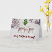 Wildes Hirsch im Schnee Winter Weihnachtskarte Karte (Gelbe Blume)