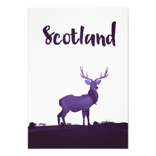 Wildes Hochland Schottland Hirsch Tinte Reiseplaka Fotodruck