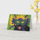 Wildes Karneval-Katzen-Party-New- Karte (Gelbe Blume)