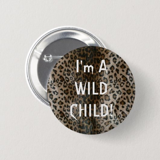 Wildes Kind auf Leopard-Druck-Button Button (Vorne & Hinten)