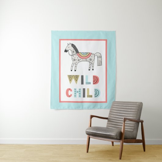 Wildes Kind Scandia Horse Kinderzimmer Wandteppich (Beispiel)