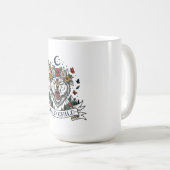 Wildes Kind Wolf Blumenkrone Dolch Tattoo Flash F Kaffeetasse (VorderseiteRechts)