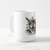 Wildes Kind Wolf Blumenkrone Dolch Tattoo Flash F Kaffeetasse (Vorderseite Links)