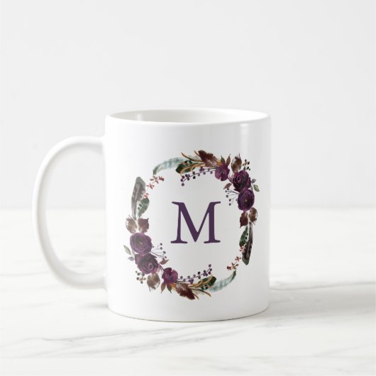 Wildes königliches Blumenmonogramm der Blüten-| Kaffeetasse (Links)