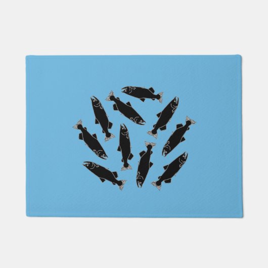 Wildes Lachsfisch-Muster Fußmatte (Vorderseite)