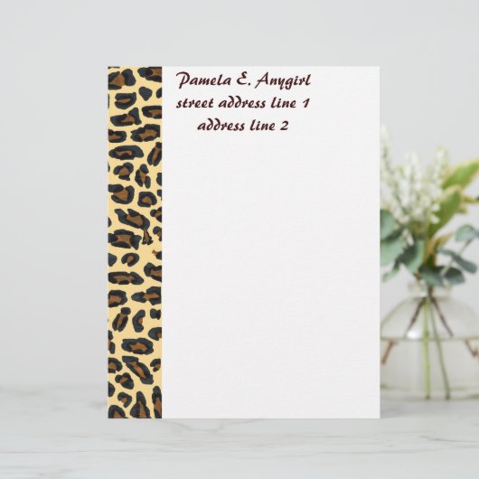 Wildes Leopard-Pelzbriefpapier Briefkopf (Stehend Vorderseite)