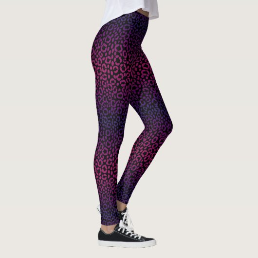 Wildes lila Leopard-Druck-Pelz-Muster Leggings (Rechts)