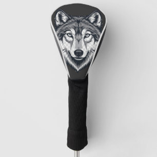 Wildes Lone Wolf Kopf Grafik Golf Kopfhaube Headcover