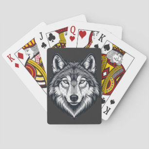Wildes Lone-Wolf-Kopf-Grafik Klassisches Spielkart Spielkarten