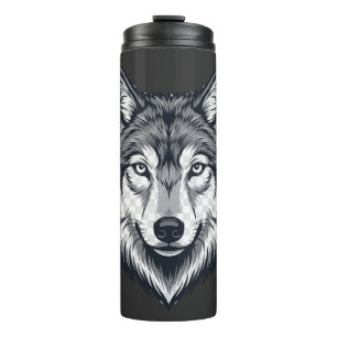Wildes Lone-Wolf-Kopf-Grafik-Thermal-Tumbler Thermosbecher